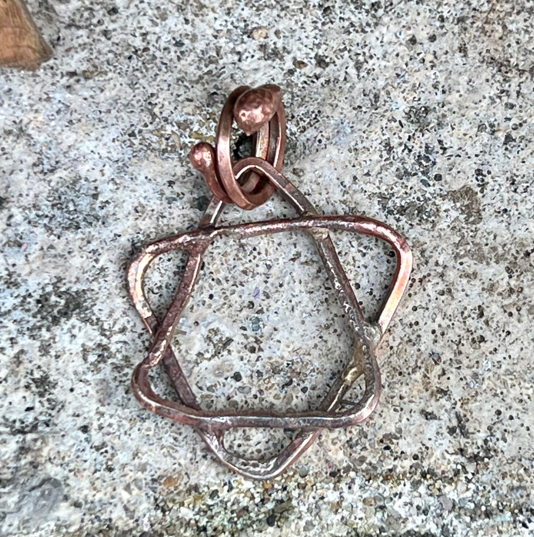 Jewish Star pendant in copper with silver
