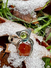 Load image into Gallery viewer, Orange Kyanite and Peridot Sterling Silver Adjustable Ring
