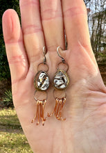 Load image into Gallery viewer, Astrophylite copper dangle earrings (silver hooks)
