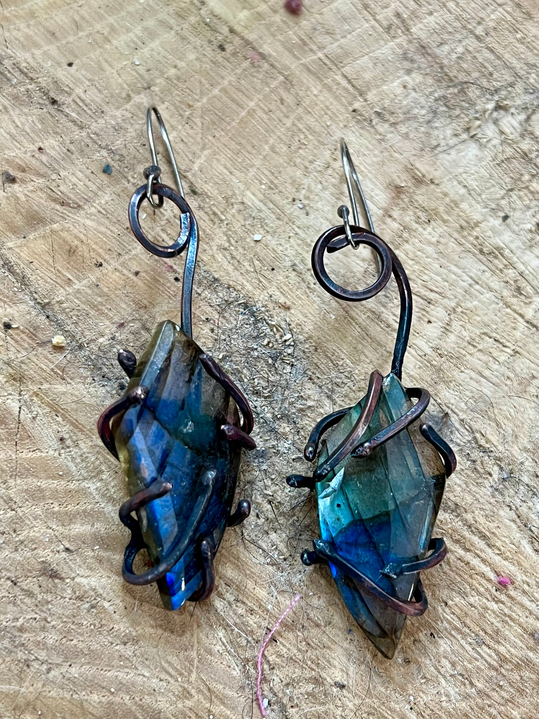 Labradorite Copper Earrings