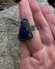 Load image into Gallery viewer, Lapis lazuli sterling silver ring
