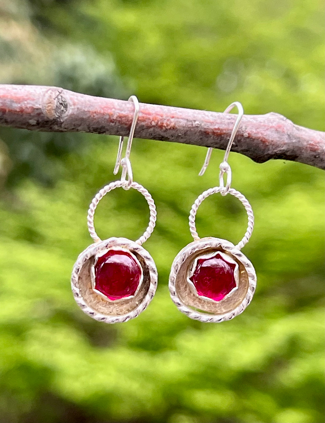 Ruby sterling silver earrings (lab created gorgeous stones)