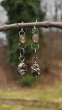 Load and play video in Gallery viewer, Raw Astrophylite and Rutilated Quartz Sterling Silver earrings
