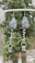 Load and play video in Gallery viewer, Aquamarine sterling silver stick earrings
