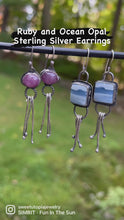 Load and play video in Gallery viewer, Ruby Dangle Sterling Silver Earrings
