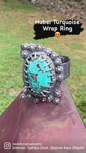 Load and play video in Gallery viewer, Hubei Turquoise Adjustable Sterling Silver Oxidized Ring
