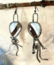 Load image into Gallery viewer, Owyhee Blue Opal Dancing Sterling Silver Earrings
