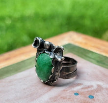 Load image into Gallery viewer, Emerald sterling silver ring
