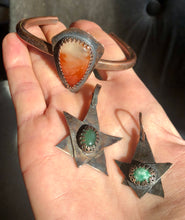 Load image into Gallery viewer, Green Agate Copper Pendant Jewish Star
