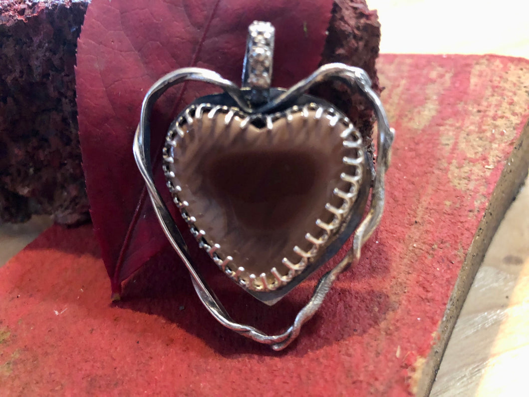 Imperial Jasper heart sterling silver pendant