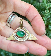 Load image into Gallery viewer, Green strawberry Quartz brass and copper pendant
