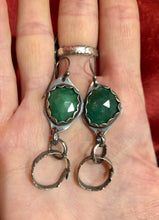 Load image into Gallery viewer, Emerald sterling silver earrings with hoops
