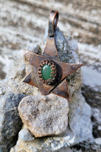 Load image into Gallery viewer, Green Agate Copper Pendant Jewish Star
