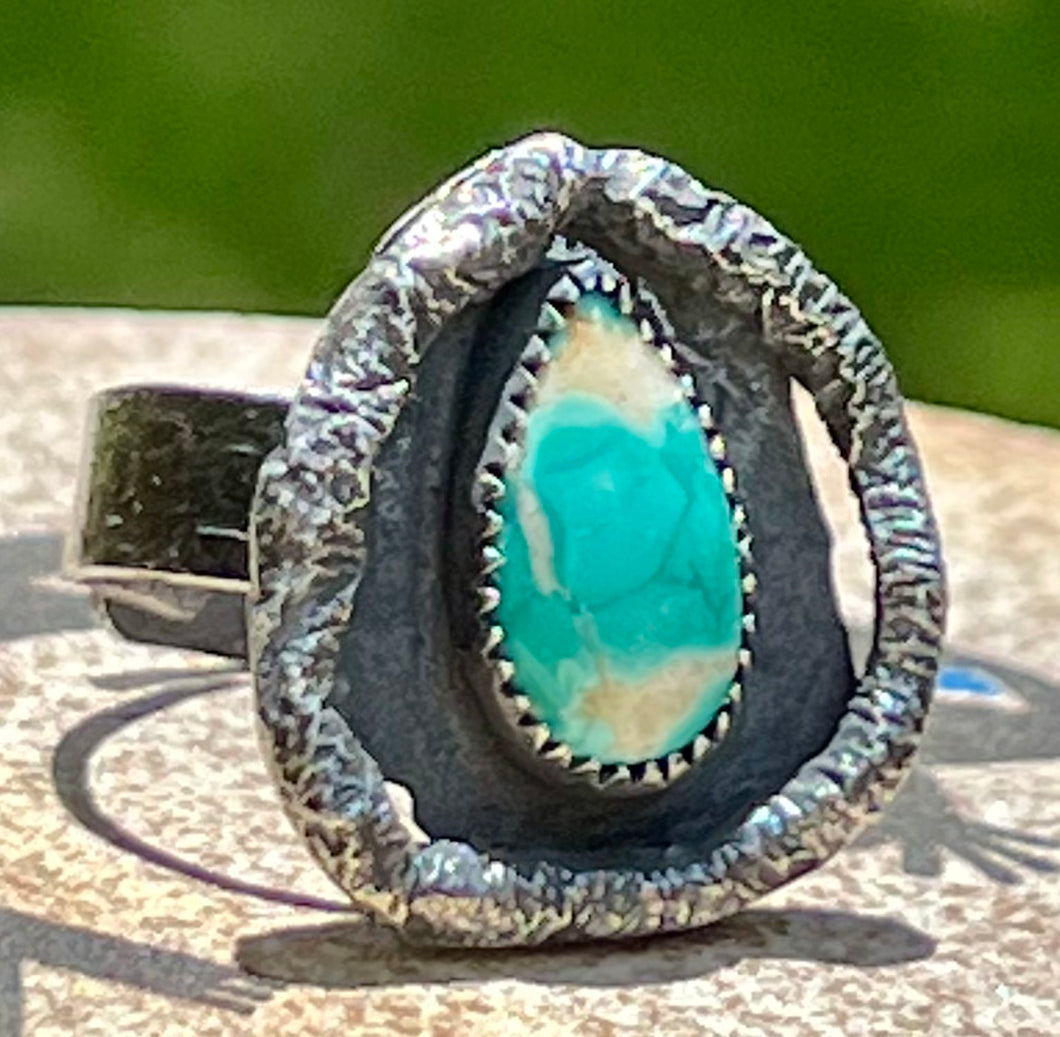 Hubei Turquoise Adjustable Sterling Silver Ring