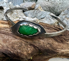 Load image into Gallery viewer, Emerald sterling silver bangle bracelet
