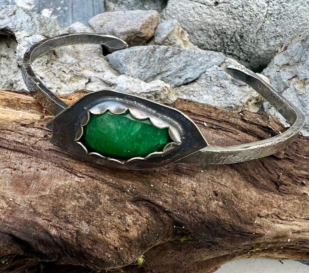 Emerald sterling silver bangle bracelet