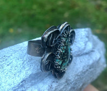 Load image into Gallery viewer, African Turquoise Sterling Silver Adjustable Flower Ring

