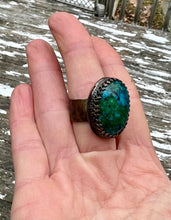 Load image into Gallery viewer, Copper blue stone adjustable ring
