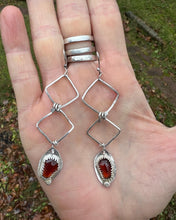 Load image into Gallery viewer, Garnet Coffin Squares Dangle Sterling Silver Earrings
