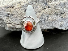 Load image into Gallery viewer, Mexican fire opal sterling silver rope ring
