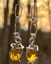 Load image into Gallery viewer, Amber Sterling Silver dangle earrings
