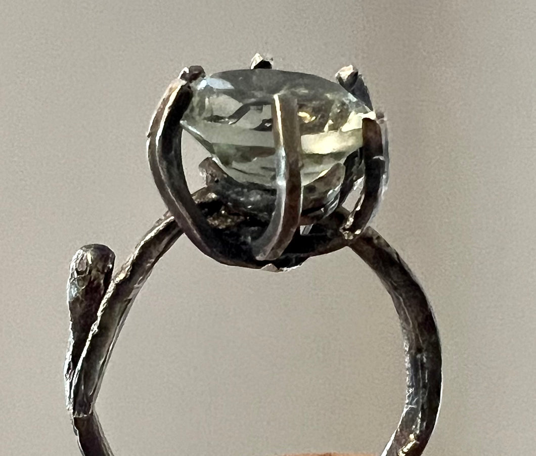 Prasiolite sterling silver ring