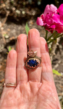 Load image into Gallery viewer, Lapis Lazuli Copper Heart Adjustable Ring
