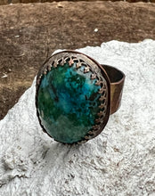 Load image into Gallery viewer, Copper blue stone adjustable ring
