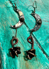 Load image into Gallery viewer, Copper Crescent Dangles with Stones-Earrings

