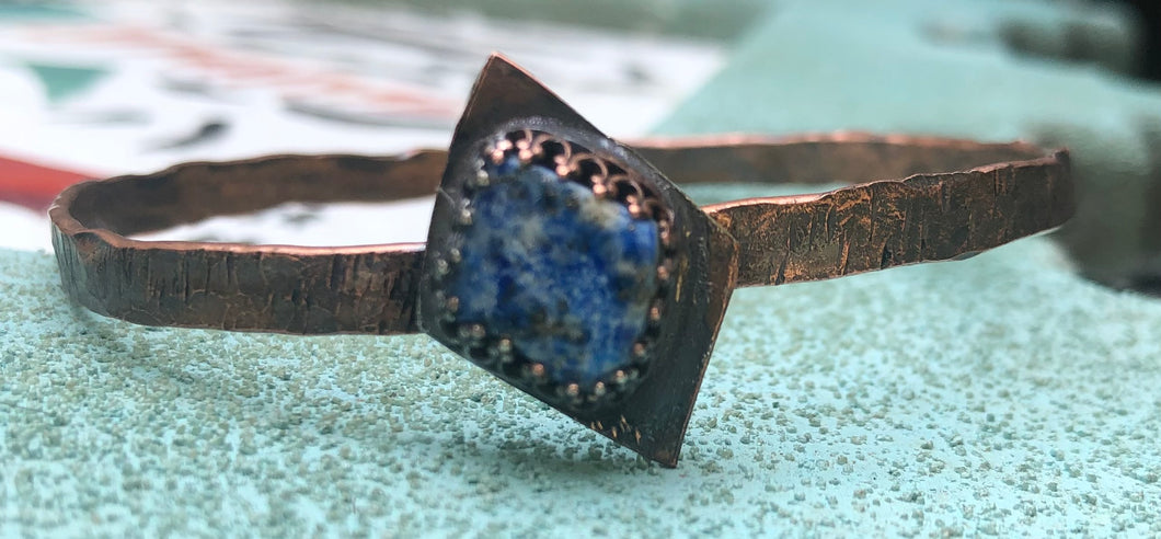 Lapis lazuli copper bangle bracelet