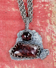 Load image into Gallery viewer, Red mica and garnet sterling silver pendant
