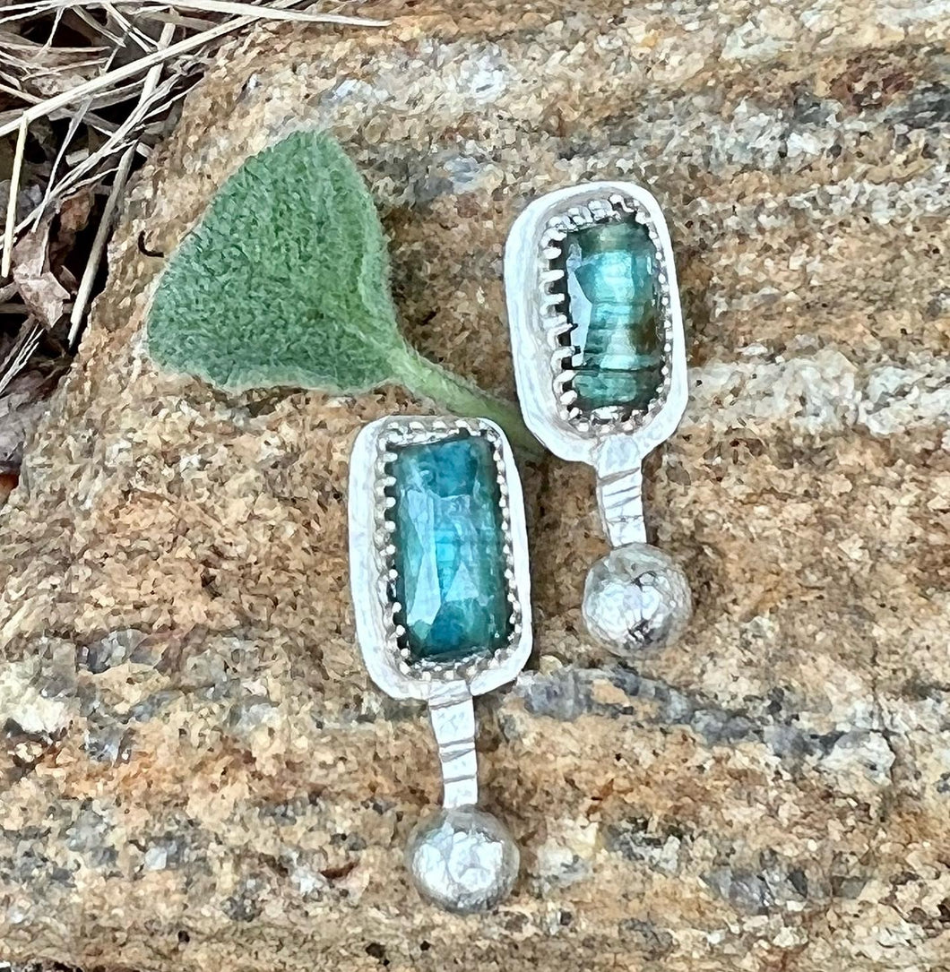 Aqua Kyanite Sterling Silver Earrings