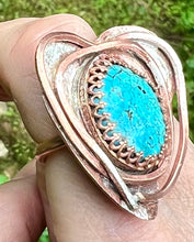 Load image into Gallery viewer, Tibetan Turquoise Copper Heart Adjustable Ring
