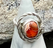 Load image into Gallery viewer, Mexican fire opal sterling silver rope ring
