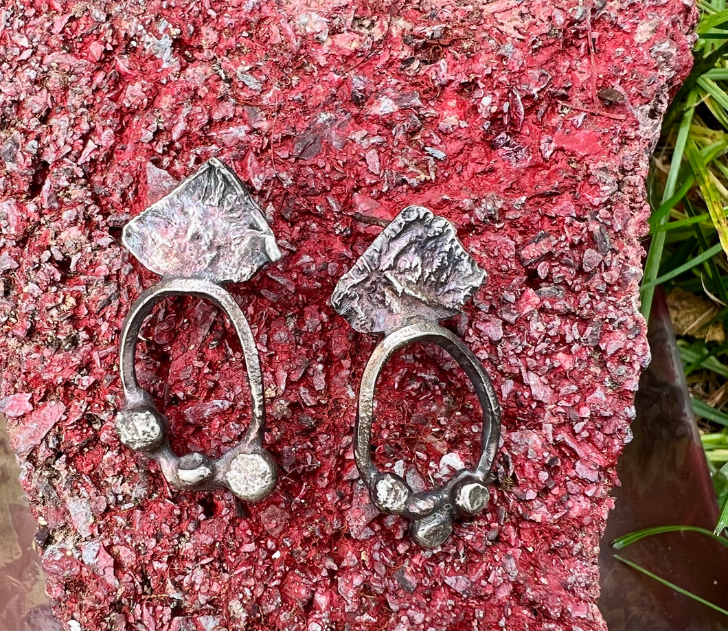 Sterling, silver sculptural post earrings
