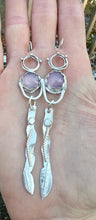 Load image into Gallery viewer, Lavender Chalcedony Long Dangle Sterling Silver Earrings
