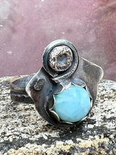 Load image into Gallery viewer, Larimar Sterling Silver Adjustable ring
