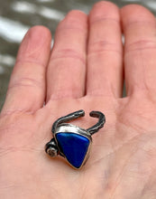 Load image into Gallery viewer, Lapis adjustable sterling dot ring
