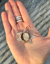 Load image into Gallery viewer, Golden Rutilated Quartz Copper and Silver Star Pendant
