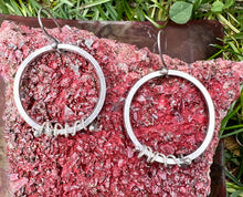 Load image into Gallery viewer, Rustic hoop sterling silver earrings
