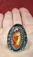 Load image into Gallery viewer, Mexican Fire Opal Adjustable Sterling Silver Orange Ring
