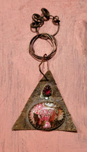 Load image into Gallery viewer, Long copper stone triangle pendant
