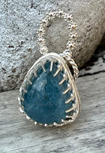 Load image into Gallery viewer, Aquamarine sterling silver teardrop pendant
