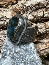 Load image into Gallery viewer, Electric Blue Labradorite Coffin Adjustable Ring
