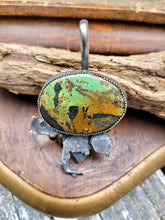Load image into Gallery viewer, Tibetan turquoise sculptural sterling silver pendant

