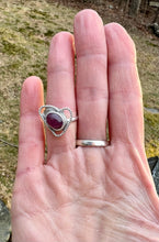 Load image into Gallery viewer, Ruby Heart sterling silver adjustable ring
