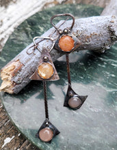 Load image into Gallery viewer, Sunstone and moonstone sterling silver earrings
