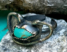 Load image into Gallery viewer, Snake Turquoise Heart Adjustable Sterling Silver Ring
