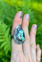 Load image into Gallery viewer, Hubei Turquoise Adjustable Sterling Silver Sculptural Ring
