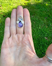 Load image into Gallery viewer, Amethyst sculptural sterling silver wrap ring.
